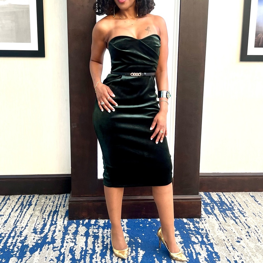 Elegant Green Velvet Dress